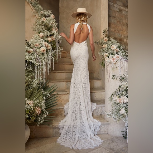 Lulus Love Everlasting White Lace Mermaid Maxi Wedding Dress Open Back Floral S - Picture 6 of 9